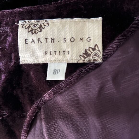 Earth Song Size 8P Petite Velvet Maxi Dress Fairycore Witchy Dark Purple 90s - Picture 8 of 9